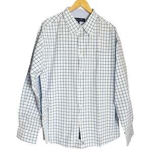 American Classics Russell Simmons White Blue Plaid Check Print Button Down Shirt